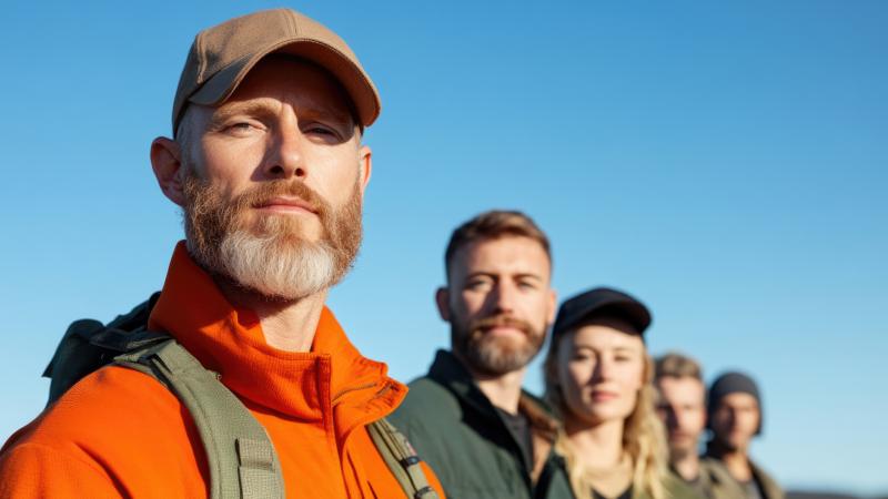 people facing camera in line